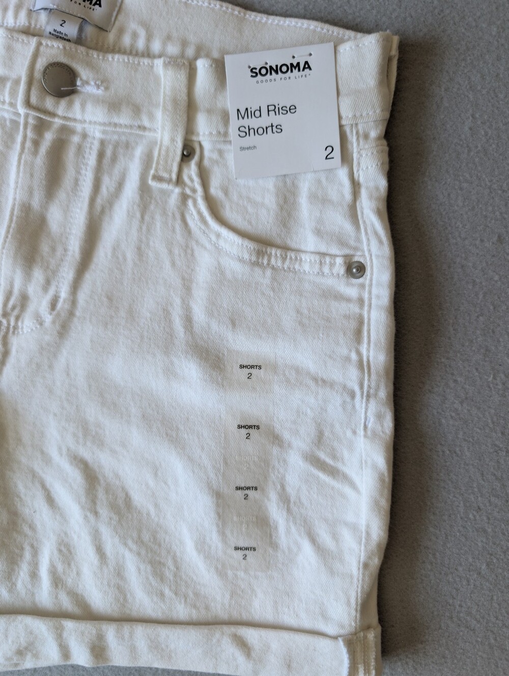 NWT White Rolled Hem Denim Jean Shorts Sz 2 Mid Rise Stretch Women's Summer image 3